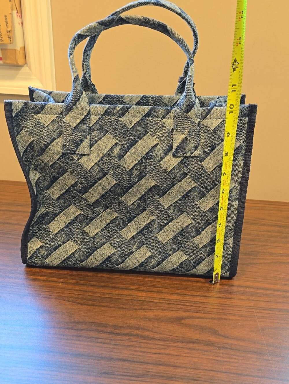 NWT Kurt Geiger Denim Blue Woven Tote with Script Logo - Picture 4 of 13